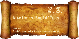 Mateicska Boglárka névjegykártya